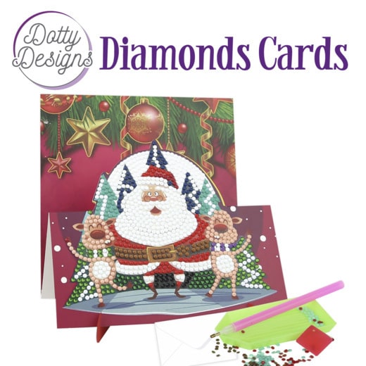 Diamond painting easel card – Santa with two deer –