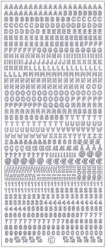 Stickervel mini alfabet - cijfers - zilver